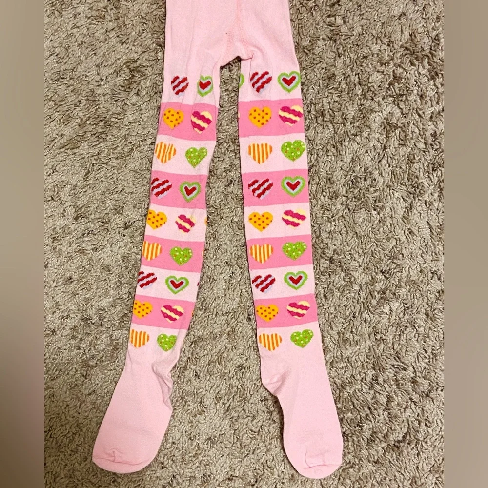 Nowa Lli Girls Colorful Heart Patterned Pink Tights‎ 12M 2Y 4Y 6Y